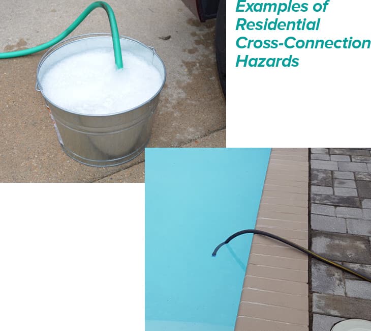 residential cross contamination hazards hose in bucket hose in pool