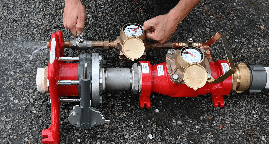 Meter-Testing-Technician---hands-on-test-gauge - HydroCorp - Water Safety | Cross-Connection Control Programs - HydroCorp