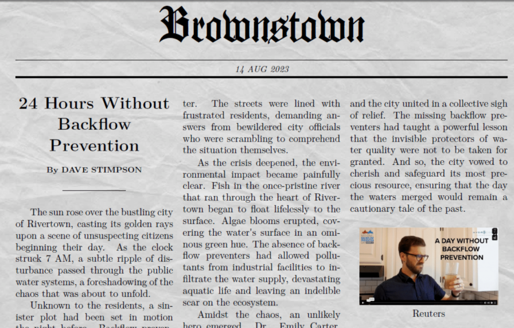 Day-without-Backflow-Paper-Pic - A Day Without Backflow Prevention - HydroCorp - HydroCorp